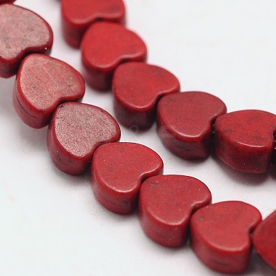 Dyed Synthetical Turquoise Heart Bead Strand G-P083-88D-1