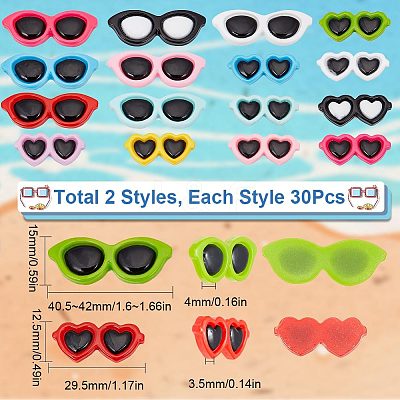 60Pcs 2 Styles Opaque Resin Cabochons CRES-SC0002-60-1