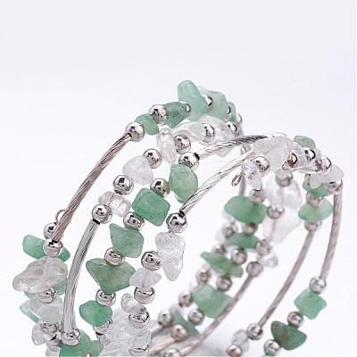 Five Loops Wrap Green Aventurine Beads Bracelets BJEW-JB02589-03-1