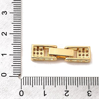 Brass Micro Pave Clear Cubic Zirconia Interlocking Clasps X-KK-C075-36G-1