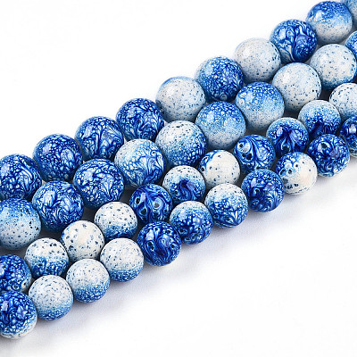 Transparent Baking Paint Glass Beads Strands DGLA-N009-8mm-07-1