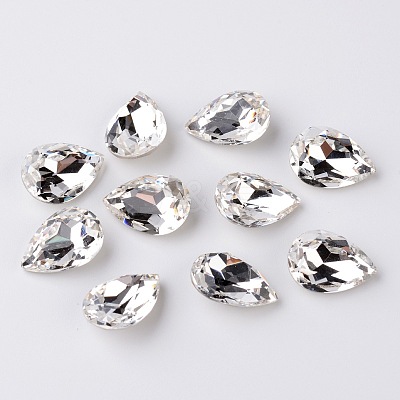 Faceted Teardrop K9 Glass Rhinestone Cabochons RGLA-I001-18x13mm-001-1