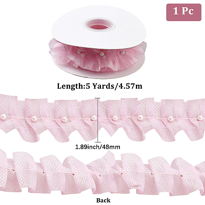 Polyester with Plastic Pearl Bead Wrinkle Ribbon OCOR-WH20003-63A-1