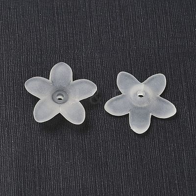 Transparent Frosted Acrylic Flower Beads X-PAB1936Y-10-1