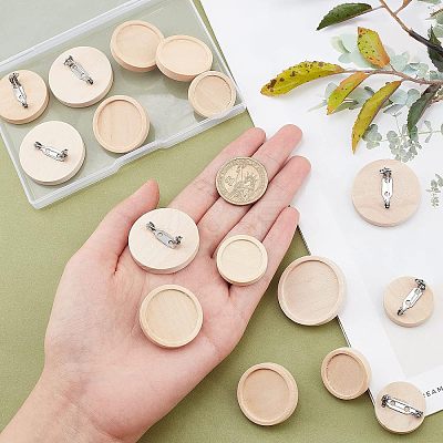 15Pcs 3 Size Stainless Steel Brooch Cabochon Bezel Settings FIND-OC0001-79-1