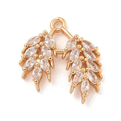 Brass Micro Pave Clear Cubic Zirconia Pendants KK-Z072-01KCG-02-1