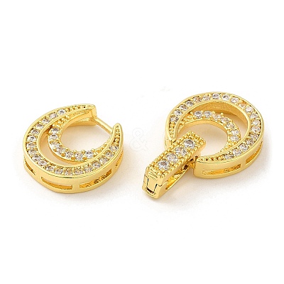 Rack Plating Brass Micro Pave Clear Cubic Zirconia Fold Over Clasps KK-H447-18G-1