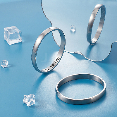 2Pcs 304 Stainless Steel Plain Bangles BJEW-UN0001-50-1