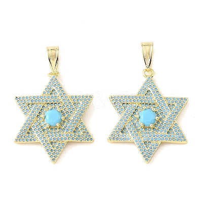 Brass Micro Pave Sky Blue Cubic Zirconia Pendants CU-CBA6938-04G-02-1