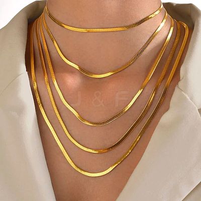 304 Stainless Steel Snake Chain Necklaces for Women WG80FEF-15-1