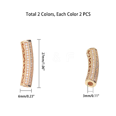 Brass Micro Pave Cubic Zirconia Tube Beads ZIRC-UN0001-04-1