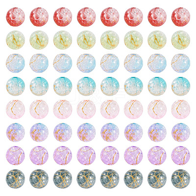 200Pcs 8 Colors Transparent Crackle Acrylic Beads DACR-TA0001-01-1