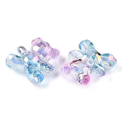Gradient Color Transparrent Acrylic European Beads OACR-P024-01-01-1