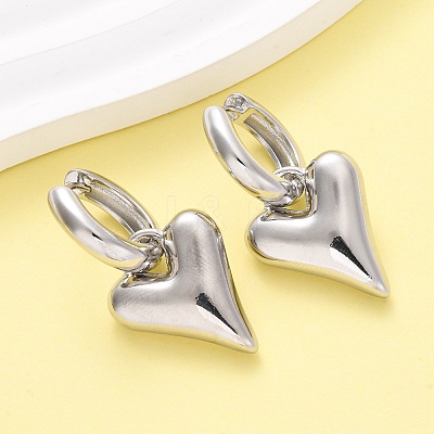 Heart Brass Hoop Earrings EJEW-D322-12P-01-1