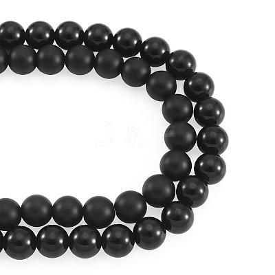 2 Strands 2 Styles Natural Black Onyx(Dyed & Heated) Beads Strands G-TA0003-52-10mm-1
