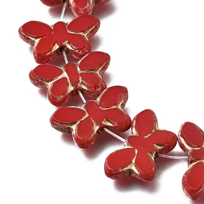 Picasso Baking Paint & Golden Metal Enlaced Glass Beads Strands GL-CBA98F0-02C-1