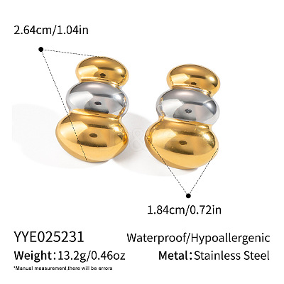 Two Tone 304 Stainless Steel Stud Earrings for Women FM7077-1