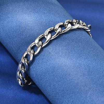 201 Stainless Steel Curb Chain Bracelets for Men STAS-T077-22B-01P-1