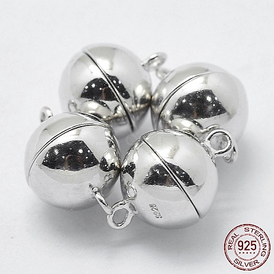 Rhodium Plated 925 Sterling Silver Magnetic Clasps STER-F037-098P-12mm-1