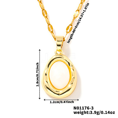 Elegant Oval Brass Pendant Necklaces LS-SC8993-3-1