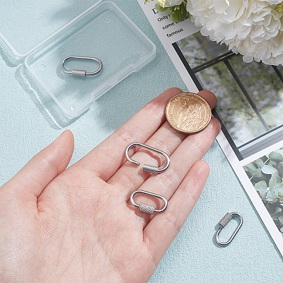 4Pcs 2 Styles 304 Stainless Steel Screw Carabiner Lock Charms STAS-NB0001-85P-1