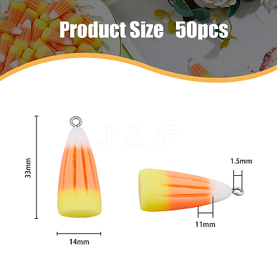 50Pcs Candy Corn Halloween Acrylic Pendants SACR-DC0001-11-1