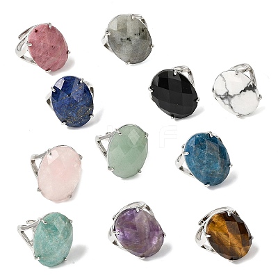 Gemstone Finger Rings RJEW-C154-01-1