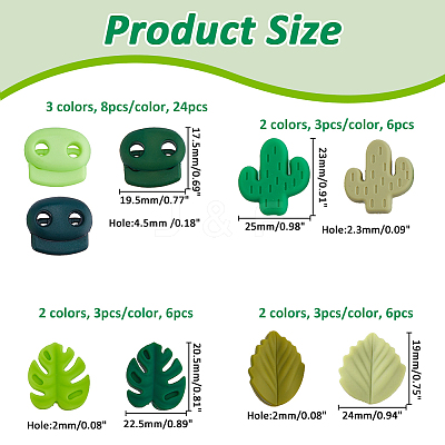 18Pcs 6 Styles Silicone Beads SIL-HS0001-08-1