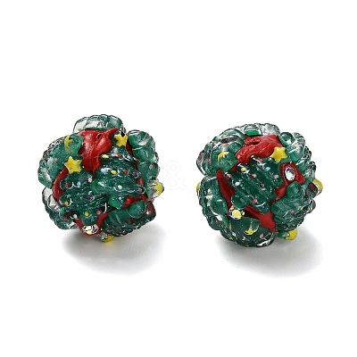 Christmas Theme Polymer Clay Rhinestone Beads with Resin X-RESI-Z045-01B-1