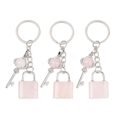 Natural Rose Quartz Pendant Keychains KEYC-A016-01P-13-1