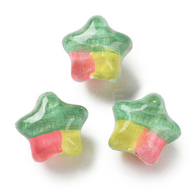 Gradient Color Transparent Hand-drawed Acrylic Beads TACR-P012-01B-09-1
