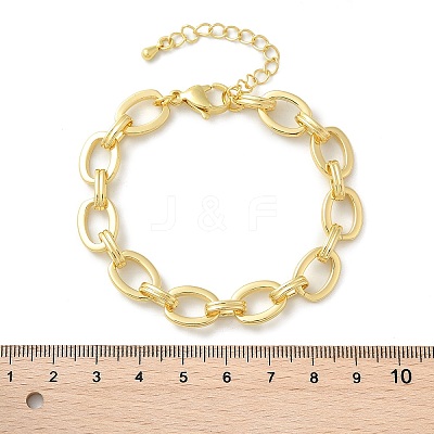 Brass Oval Link Chain Bracelets for Women Men BJEW-K273-10G-1