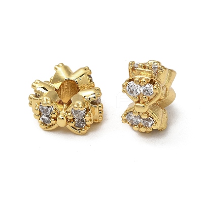 Brass Micro Pave Cubic Zirconia Beads KK-B142-26G-1
