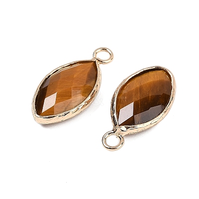 Natural Tiger Eye Faceted Pendants G-G193-01G-03-1