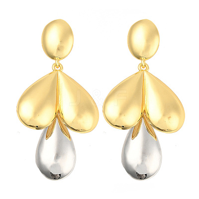 Teardrop Brass Dangle Stud Earrings EJEW-S258-06GP-1