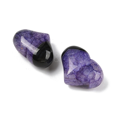 Natural Druzy Agate(Dyed & Heated) Heart Palm Stone G-Q021-01B-1