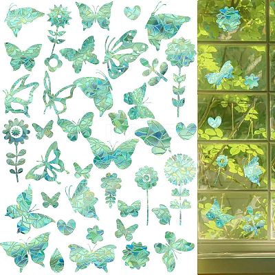 7PCS 3 Styles PVC Stickers Colorful Window Stickers Rainbow Prism Butterfly Flower Static Glass Window Stickers JX824A-1