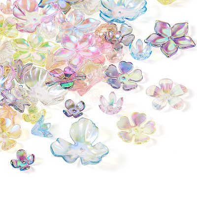 45Pcs 9 Colors Transparent Acrylic Bead Caps MACR-TA0001-92-1