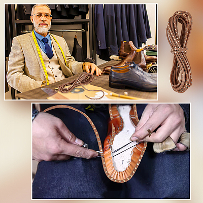 Flat Leather Craft Shoemaker Cord with Metal Rivet LS-AJEW-WH0561-08A-1