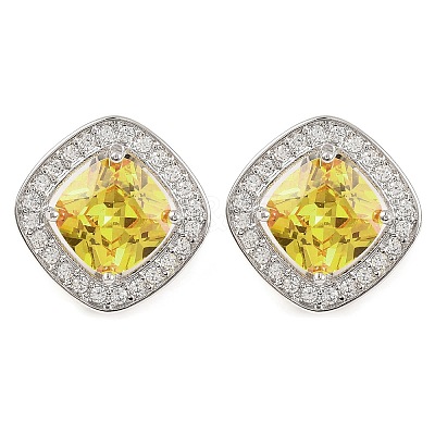 Cubic Zirconia Rhombus Stud Earrings EJEW-I304-15P-03-1