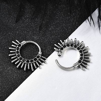 Sun 316 Surgical Stainless Steel Hoop Earrings EJEW-G416-37AS-1