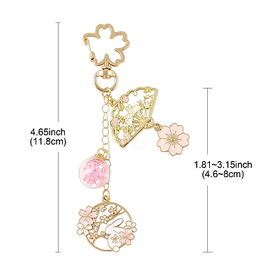 4Pcs 4 Styles Alloy Enamel Pendant Keychains HJEW-FS00052-1