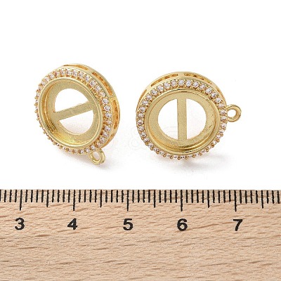 Brass Micro Pave Clear Cubic Zirconia Stud Earrings Findings KK-R215-09G-02-1