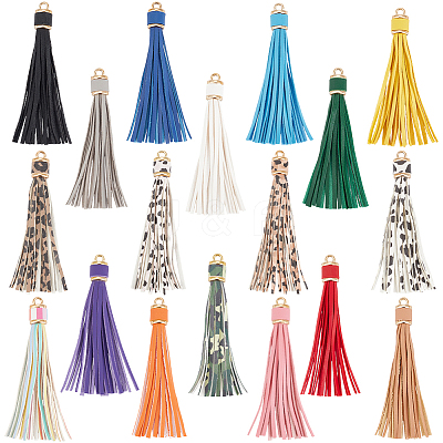 18Pcs PU Leather Tasserl Big Pendants FIND-CL0001-86-1