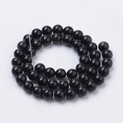 Natural Black Onyx Beads Strands G-S259-19-8mm-1