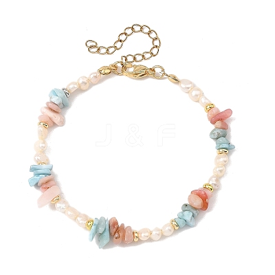 Natural Morganite & Larimar & Cultured Freshwater Pearl Beaded Bracelets for Women BJEW-JB13954-1