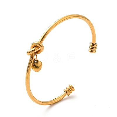 Ion Plating(IP) 304 Stainless Steel Love Knot Open Cuff Bangle BJEW-P283-02G-1