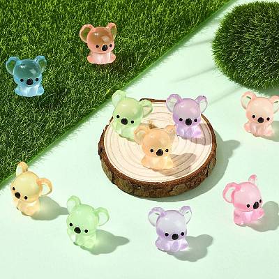 30Pcs 6 Colors Luminous Resin koala Ornaments DJEW-CJ0001-18-1