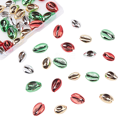 48Pcs 4 Colors Electroplated Cowrie Shell Beads BSHE-CA0001-02-1