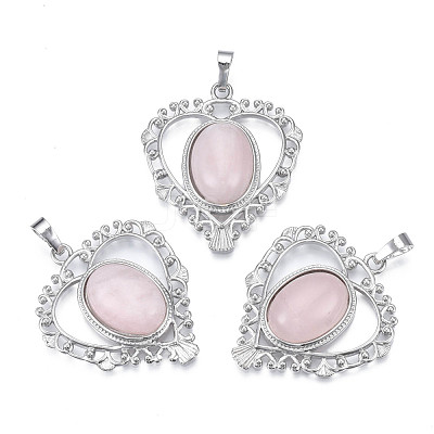Natural Rose Quartz Pendants G-S274-12J-1